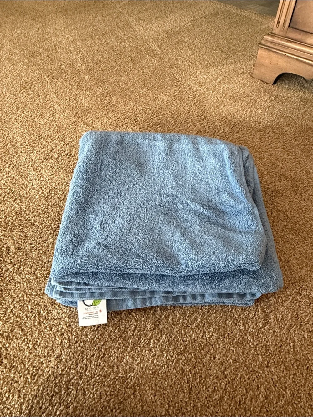 Light Blue Plush Bath Towel - Soft & Absorbent